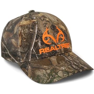 Realtree Boné de caminhoneiro de malha camuflada com logotipo Edge Blaze Snapback com absorção de suor discreto perfil médio estruturado viseira camuflada, RealTree, Tamanho Único/G