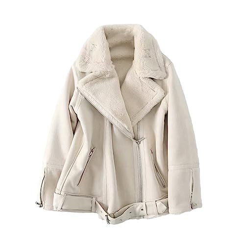 Vestes d'hiver pour femmes en cuir synthétique manteaux amples chauds avec fermeture éclair