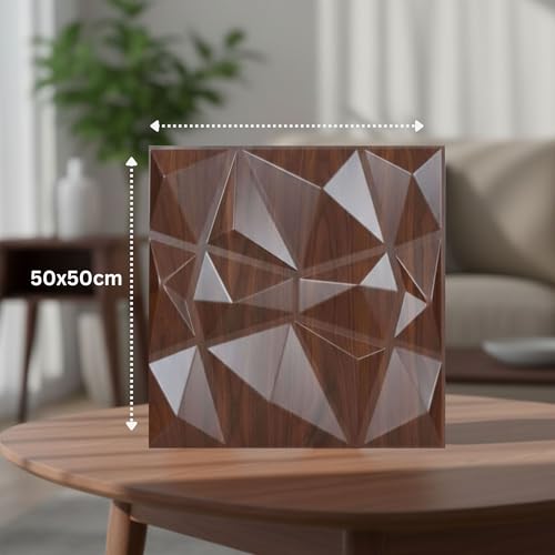 Image of Kayra Decor 3D PVC Wall Panels for Bedroom & Living Room | Stone Design | Wooden Color | 19.7 x 19.7 Inch | Pack of 12 | 32.28 Sq Ft