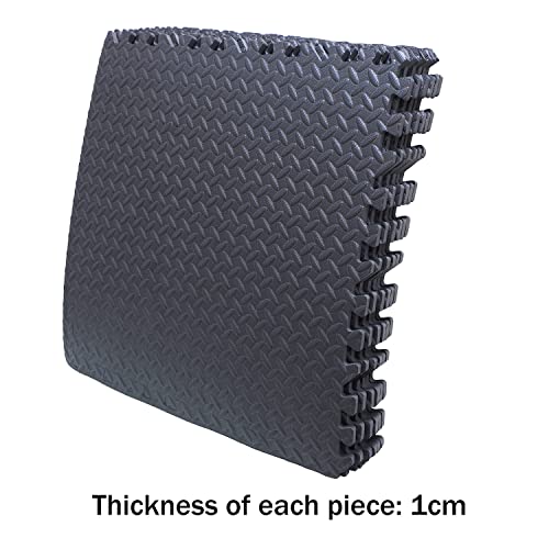 HongK 6 piezas (24 Sqft) Piso de Goma Negro para Gimnasio, Tapete de Ejercicio y Yoga de Espuma EVA 24x24 con Entramado tipo Rompecabezas miniatura 4