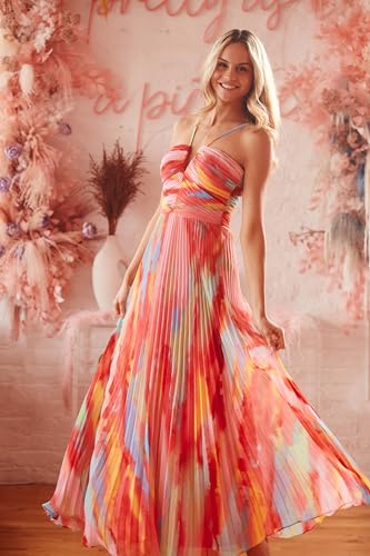 Image of Xscape Womens Sleeveless Long Halter Neck Print Dress