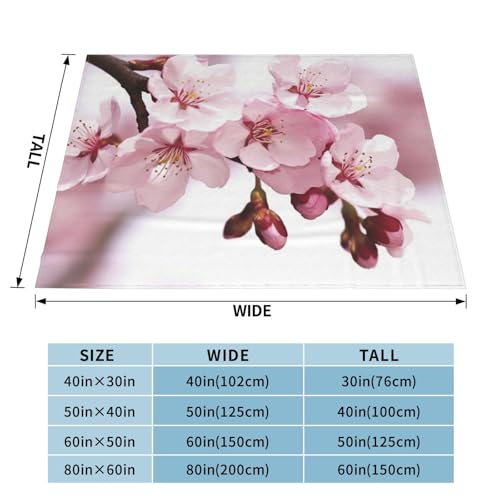 Couverture légère en flanelle fleurs de cerisier, cadeau idéal lit et salon