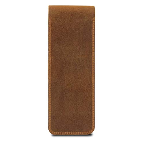 Image of Londo Genuine Leather Pen and Pencil Case with Tuck in Flap, Stationery Bag