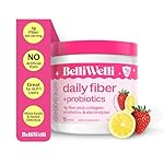Belli Welli Fiber Supplement for Women&Men, Premium Daily Fiber Powder from Organic Acacia with Added Collagen, Electrolytes&Probiotics, No Bloat, Constipation&Gut Health Support (Strawberry Lemonade)