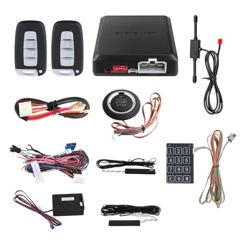 EASYGUARD EC002-K-NS Intelligent car Alarm kit with Passive keyless Entry Automatically Lock Unlock car Door Remote Start Push Start and Touch Password Entry Shock Sensor