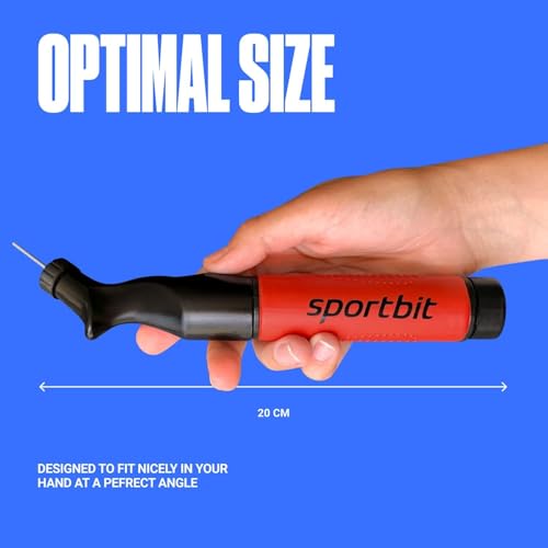 SPORTBIT Ballpumpe mit 5 Nadeln Set - Handpumpensystem zum Aufpumpen - Passt für jeden Sportball Volleyball Basketball Fußball Gymnastik Soccer Ball, Aufblasgerät Luftpump