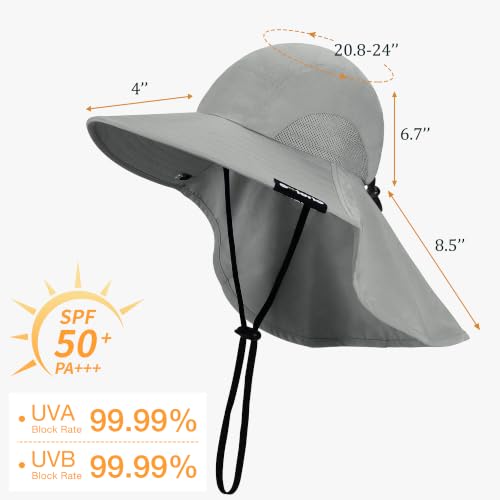 Image of Solaris Sun Hat with Neck Flap, UPF 50 Sun Protection Lightweight Sun Cap for Men Women, Wide Brim Hat for Fishing Hiking