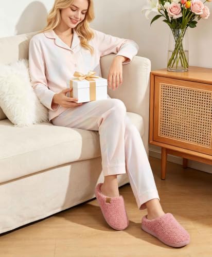 Image of Evshine Memory Foam Fuzzy Slippers for Women Curly Fleece House Shoes | Indoor Outdoor, Comfy and Warm Fur Lining, Non-slip Rubber Sole, Bedroom Slip on, Cozy, Cushioned, Machine Washable