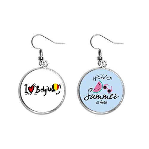 Pendientes de sandía de la bandera de Bélgica el regalo de amor ideal para verano