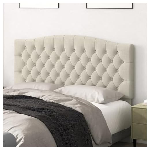 Befurtori Queen Headboard Only, Upholstered Headboard Queen for Adjustable Bed Linen Tufted Queen/Full Size Wall Mounted Head Board with Solid Wood Legs Head Board, Ivory
