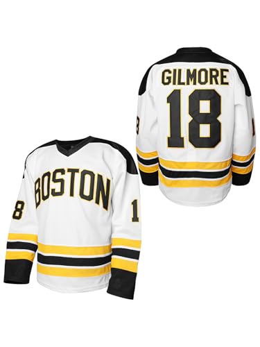 Happy Gilmore #18 Sandler 1996 Movie Ice Hockey Jersey Stitched Men Movie Hockey Jersey Men Black S-3XL (18 White,Small)