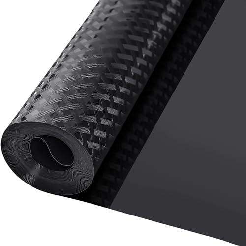 Zindoo Protector Cajones Cocina EVA Forro de Cajón Estera del Refrigerador No Adhesiva Antideslizante Impermeable Cuttable Reutilizable 30 x 150cm x 3 Rollos (Cuadrícula negro)