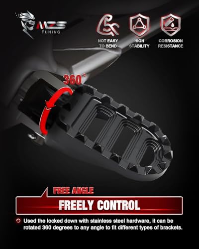 Image of MZS Motorcycle Foot Pegs, Rear Adjustable Footpegs MX Serrated Wide Pedal Compatible with Softail Breakout Deluxe Fat Bob Fat Boy Heritage Low Rider Slim Street Bob Sport Glide 2018-2025