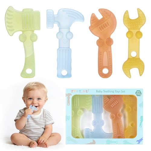TYRY.HU Baby Teething Toys for Babies 0-6 Months 6-12 Months, BPA Free Silicone Baby Molar Teether Chew Toys, Hammer Wrench Spanner Pliers for Boys...