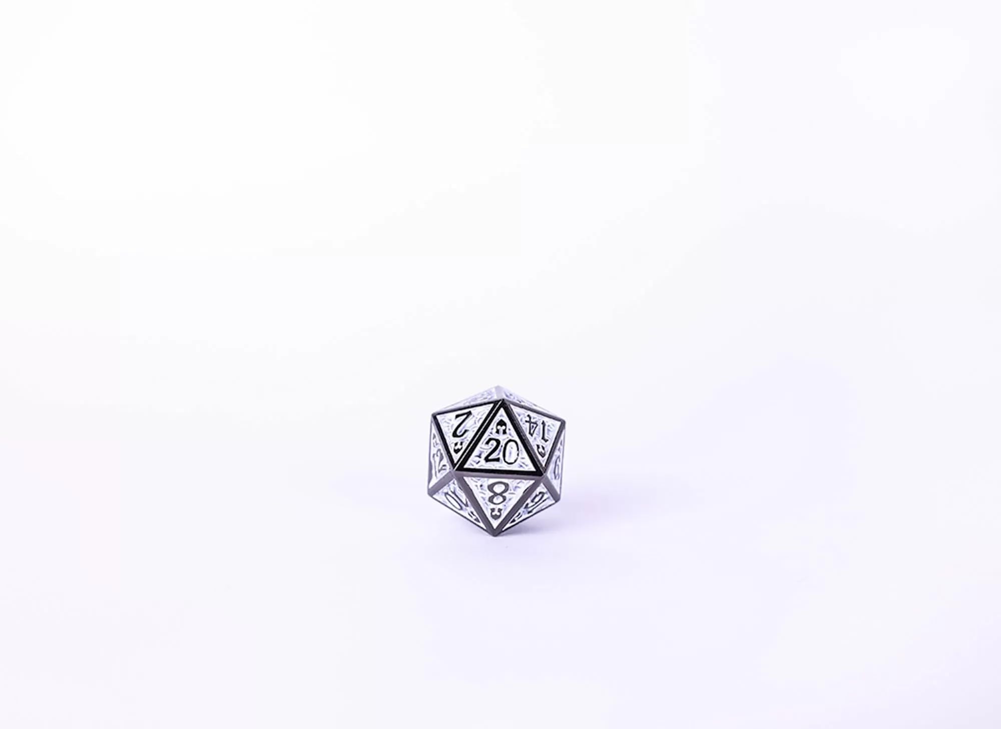 Juego de dados LPG - Metal RPG Draco Dark Light Blue/Silver