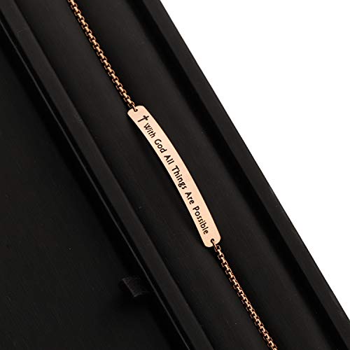 Myospark Religious Jewelry Matthew 19:26 "With God All Things Are Possible Cuff Bracelet,Inspiration Gift For Her (Rose Gold) #TOP2