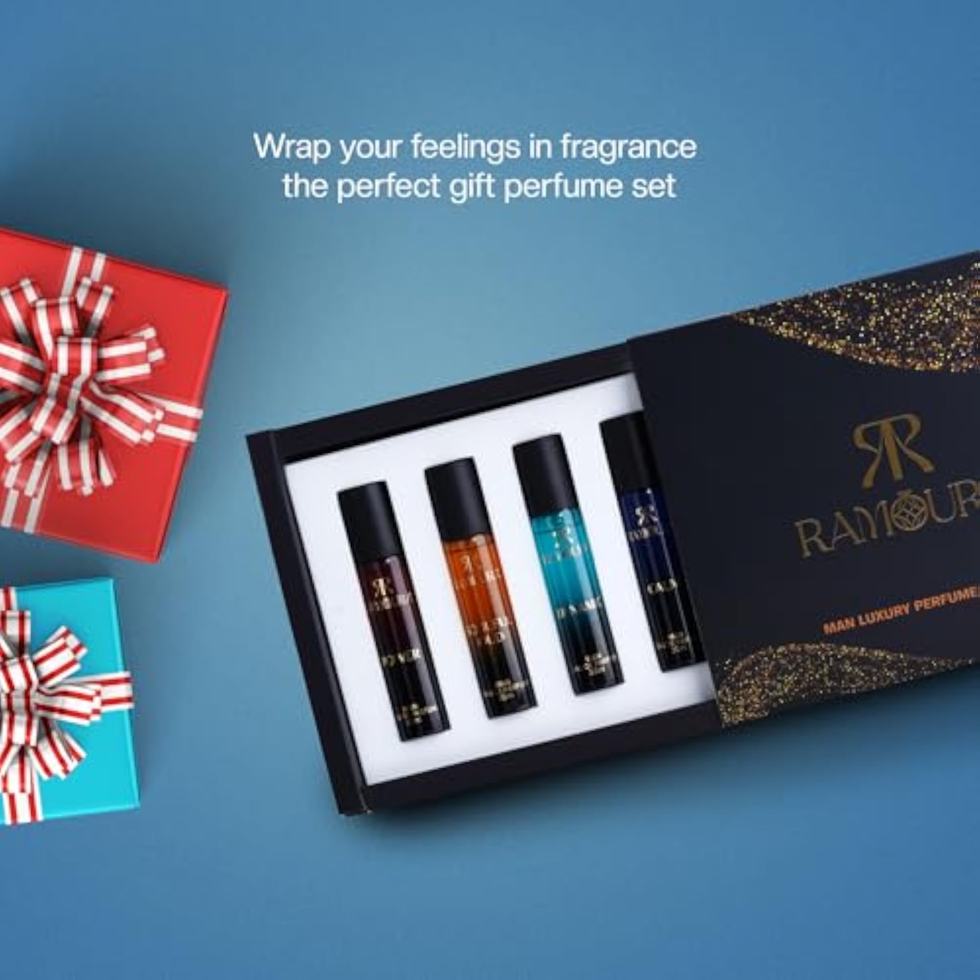 Men's Oud & Aqua Luxury Perfume Gift Set, 20ml x 4