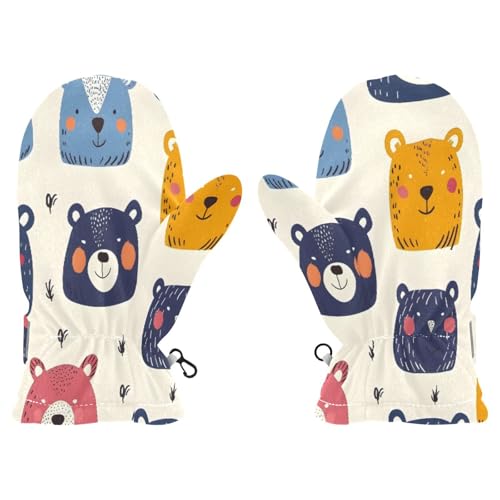 Kid's Winter Gloves Children Warm Gloves Bear Face for Boys Girl Age 4-6 Years