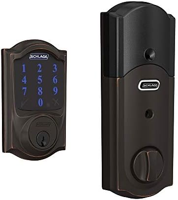 SCHLAGE BE469ZP CAM 716 SCHLAGE Connect Smart Deadbolt With Alarm Inbuilt Camelot Trim In Aged Bronze.