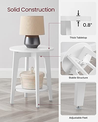 image for VASAGLE Side Table, Small Round End Table with Lower Shelf, Nightstand