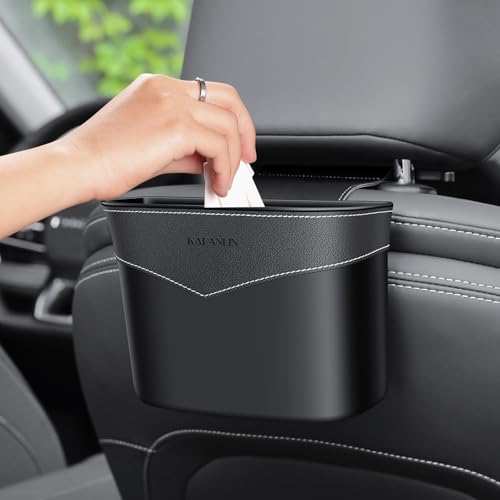 KAFANLIN Car Trash Can Mini Trash Bin Garbage Organizer with Plastic Trash Bag Automotive Small Garbage Bin for Home Office Auto Vehicle Car Door Front Back Seat Storage Accessories (hook trash can)