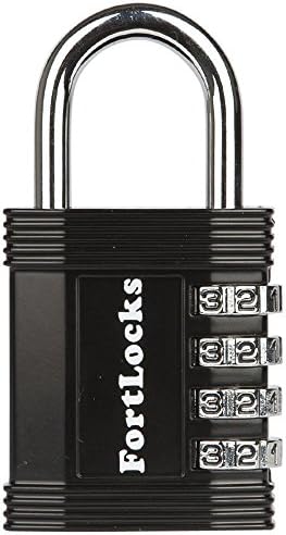 Gym Padlock | 4-Digit Combination Lock for Indoor Lockers & Outdoor Use | Heavy-Duty, Rustproof, Weatherproof | 1-Pack, Black