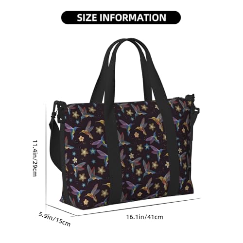 Flower Hummingbirds Embroidery print Handbag Oxford shoulder bag casual shoulder bag weekend bag large capacity storage bag4