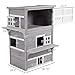 PawHut 3-Story Cat House Feral Cat Shelter, Outdoor Kitten Condo with Raised Floor, Asphalt Roof, Escape Doors, Jumping Platforms, Gray