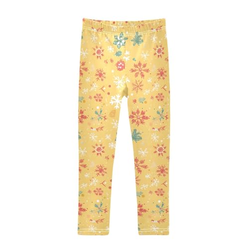 KLL Merry Christmas Snowflake Red Green Toddler Girls' Cotton Pants Casual High Waisted Athleisure Pants Gym