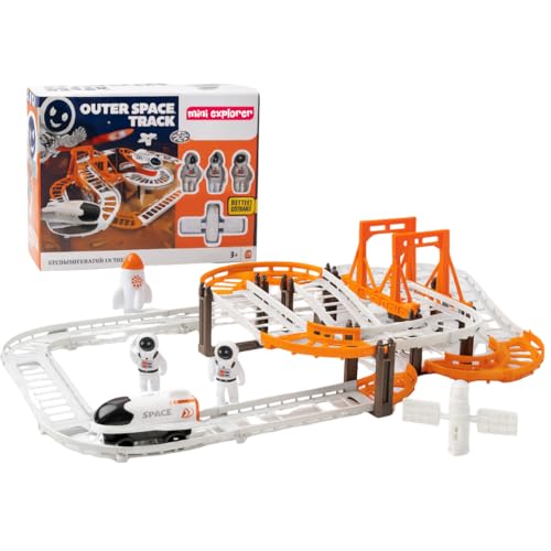 Image of Mini Explorer DIY Space Train Track Set for Kids | Assembled Space Adventure Track with Rocket, Satellite, Astronaut Figures & Spacecraft | Birthday Gift Toy for 3+ Year Old Boys & Girls
