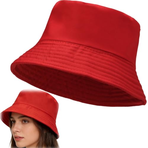 OliveBreeze Fischerhut Unisex Bequemer und Atmungsaktiver Roten Hut Damen Fischerhüte und Anglerhut Rot Roter Bucket Hat Roter Sonnenhut für Outdoor Ideal für Wandern Camping Angeln Rot