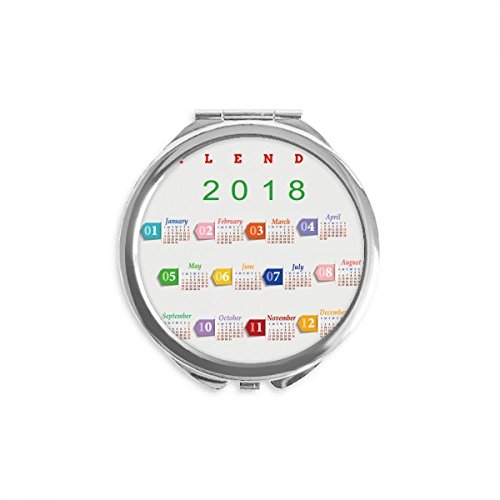 Miroir à main portable multicolore avec motif calendrier rond pour maquillage de voyage