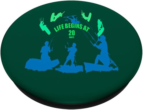 Miniatura 2 de Kiting Life Begins At Twenty Knots Kitesurfer Fun Quote 8 PopSockets Standard PopGrip