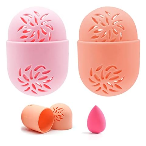 JJQHYC 2 Stück Schwammhalter Make Up Schwamm Aufbewahrung Make Up Ei Halterung Beauty Blender Tragetasche für Unterwegs Silikon Schutzhülle Cover