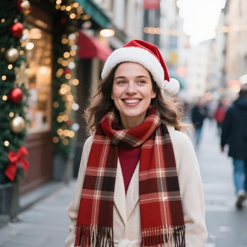 Winter Plaid Scarf for Women Men - Cashmere Feels Warm Tartan Scarves Long Shawl Wrap2