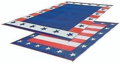 RV Patio Mat American Flag Awning Mat USA Camping Mat Trailer Outdoor Rug 8x20