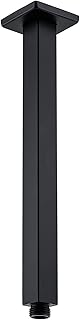 BESTILL 12 Inch Matte Black Ceiling Mount Shower Arm and Flange, Square Rain Shower Head Arm