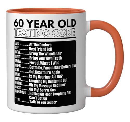 Mug cerámico cumpleaños 60 años 11 oz naranja y blanco miniatura 2