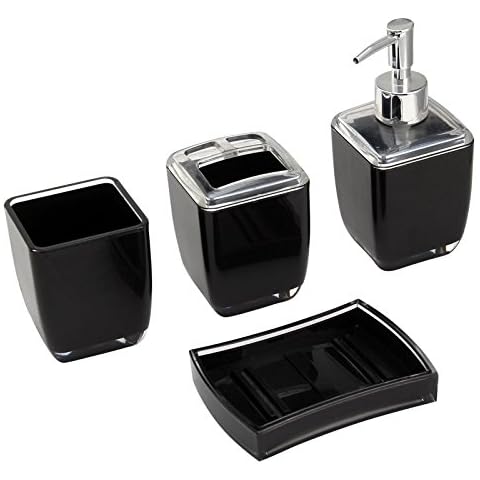 4 Piece Square Bathroom Accessory Set Cover
