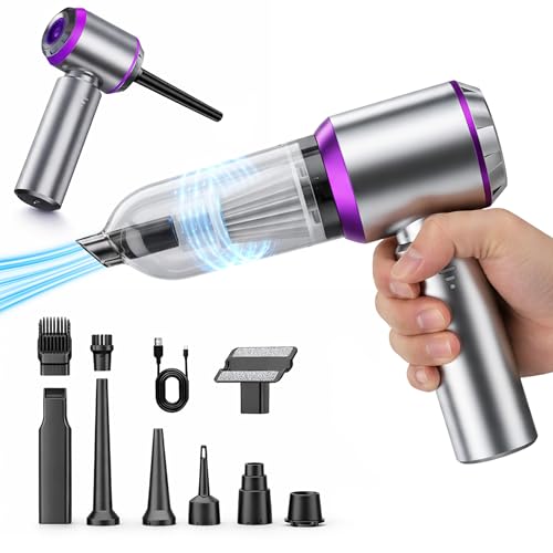 ​Aspirador de Mano Sin Cable Multifuncional, 25000Pa Succión Potente, 4 en 1 (Aspirador, Soplador, Inflador, Sellador Vacío), Batería 6000mAh con 45min Autonomía, Carga USB-C, Incluye Kit 6 Boquillas.