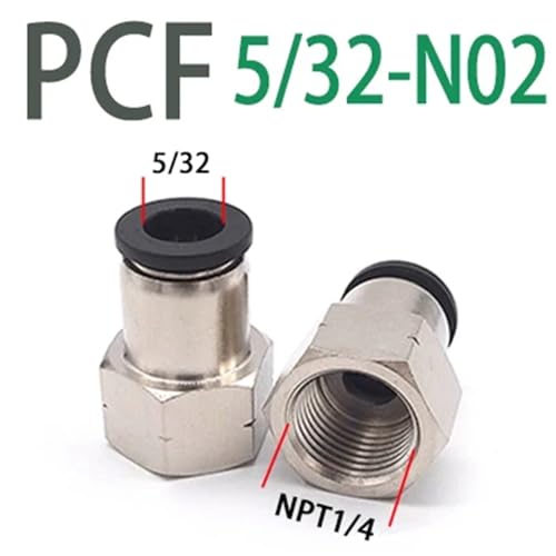 Conector rápido neumático PCF manguera 5/32 unión recta interna rosca hembra NPT 1/4 3