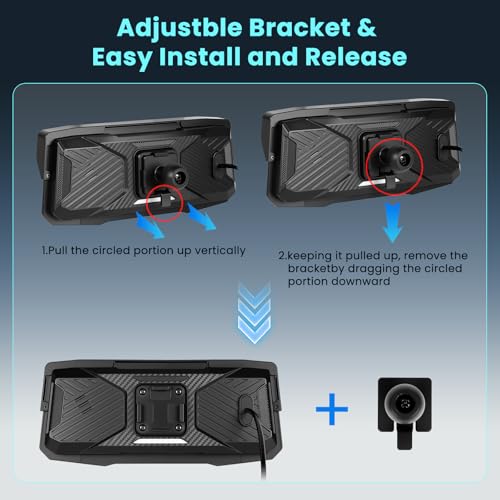 Image of 6.86 inch Motorcycle Carplay Screen GPS Navigation System with Wireless Carplay and Android Auto, Portable Car Play for Moto Waterproof HD Touch Screen with Bluetooth Mirror Link TF Card