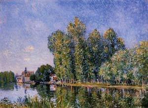 Peinture à l'huile Alfred Sisley 1886 - Toile haut de gamme The Loing at Moret 16x20