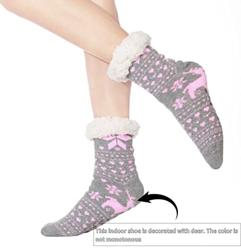 Yenktwei Non-slip Fuzzy Slipper Socks for Women Winter Indoor Cozy Socks Warm Comfortable Fluffy Sleep Socks4