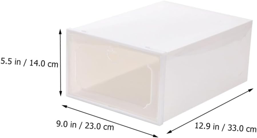 6pcs Transparent Creative Shoes Case Drawer-type Storage Boxes for Women Stackable Plastic Organizer with Visual Window Clamshell Design for Easy Access Pearl White