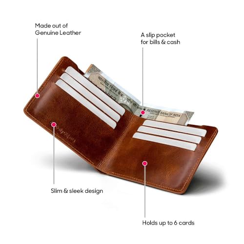Image of DailyObjects Tan Leather UrbanGentleman Wallet for Men | Six Card Slots and Relaxed Slide Pocket | Slim and Sleek Design | Easy to fit in Pocket