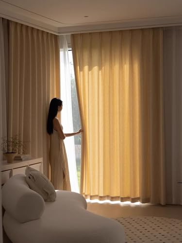 Rideau thermique jacquard beige multicolore isolant chenille grande taille
