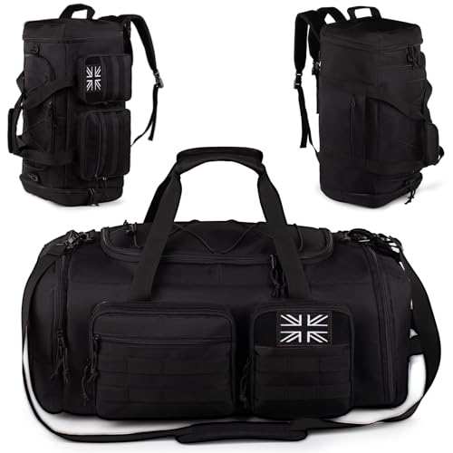 Tactical Gym Bag for Men，50L Large 3 in 1 Sports Duffle Bag with Shoes Compartment for Travel,Water Resistant Travel Backpack Weekender Overnight Bag with Wet Pocket for Women