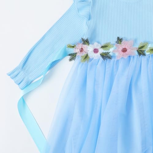 Image of HILEELANG Little Flower Girl Tulle Tutu Dress Easter Cotton Ribbed Birthday Wedding Party Princess Dresses
