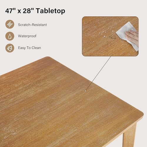 Image of Farmhouse Dining Table Set for 4, Wooden Kitchen Table & Solid Wood Chairs
